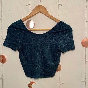 Topshop sparkly blue crop top 🦩
